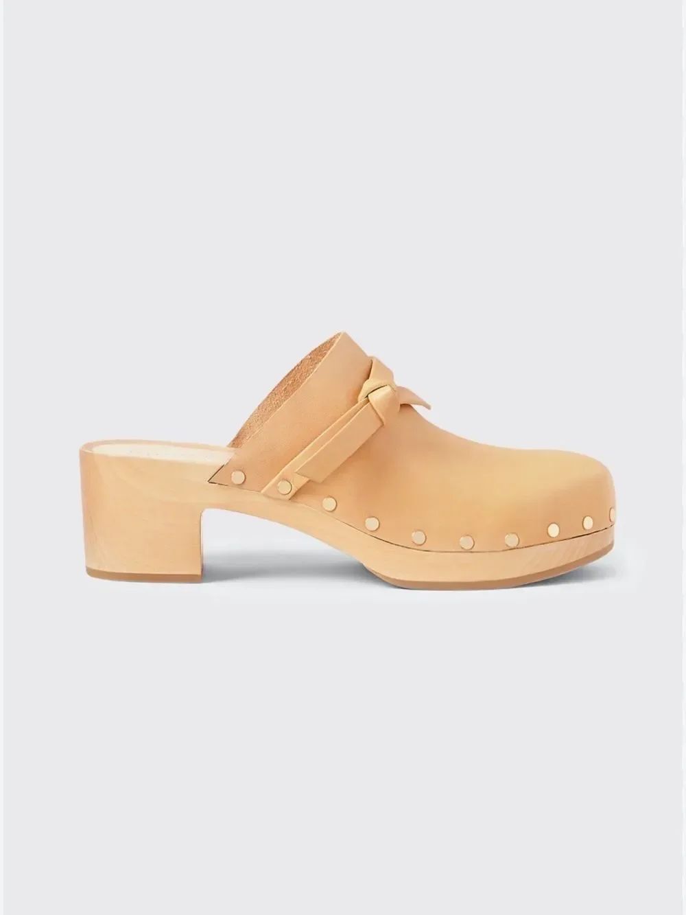 Loeffler Randall Lupa braided leather clogs in honey. Tan Leather Boho Clog Mule